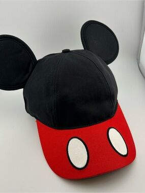 Disney Parks Mickey Mouse Ears Hat Adult Snapback Red Black Cap WDW